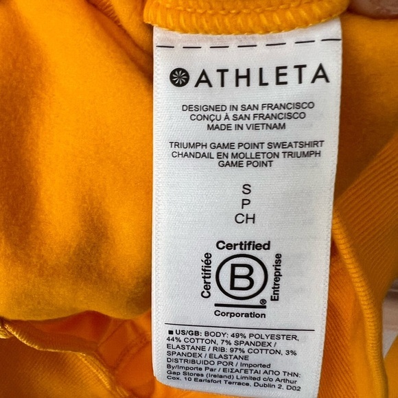 Athleta Triumph Game Point Sweatshirt Women’s Yellow with Stripes Size SP - Picture 7 of 8
